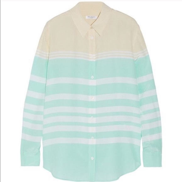 Equipment Tops - •Equipment• Silk Colorblock Striped Reese Shirt Equipment Tops - •Equipment• Silk Colorblock Striped Reese Shirt